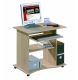 Bureau compact à roulettes - durini - desserte informatique en bois