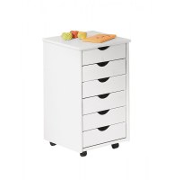 Caisson sur roulettes - blanc - simon - meuble 6 tiroirs pour bureau