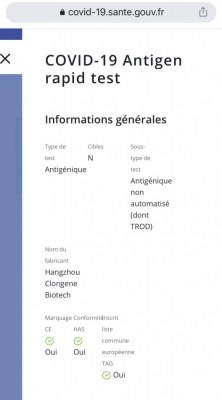 Test antigenique certifié HAS