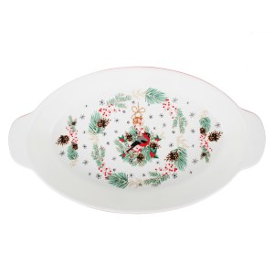 Plat de cuisson ovale 35.5x20cm, 1.5L, céramique résistant à la chaleur. MILLIMI SATOSH...