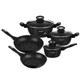 BATTERIE DE CUISINE 8PCS, REVÊTEMENT EN MARBRE COMPLET, POIGNÉE SOFT TOUCH , ALUM...