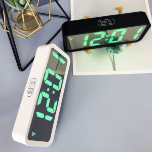 HORLOGE D'ALARME THERMOMÈTRE ÉLECTRONIQUE MIROIR LED GT087