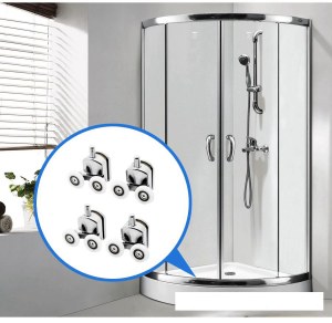 ROULEAUX POUR CABINE DE DOUCHE 8 PCS. ROUES DOUBLES CHROMÉES
