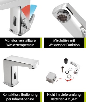 DESTOCKAGE Mitigeur Lavabo Cartouche Céramique Infrarouge Eau chaude et froide