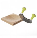 Hachoir à herbes - berceuse 2 lames inox avec planche à découper