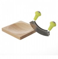 Hachoir à herbes - berceuse 2 lames inox avec planche à découper