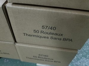 Bobine papier thermique TPE 57x40x12 par 50