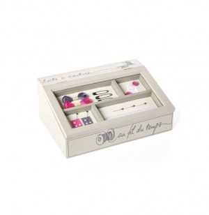 Boîte à couture en bois pupitre - taupe