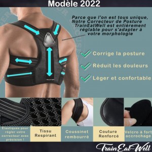 Pack 3 en 1 Correcteur de Posture Taille S M L XL + balle de massage + Elastique