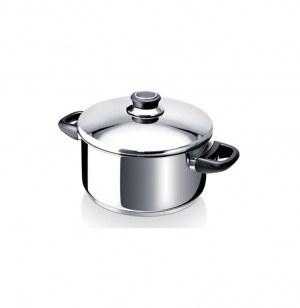 Faitout tout inox avec couvercle en verre - polo - 28 cm