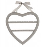 Porte bijoux mural coeur - taupe - support à suspendre ruban