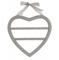 Porte bijoux mural coeur - taupe - support à suspendre ruban