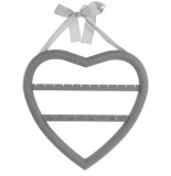 Porte bijoux mural coeur - gris - support à suspendre ruban