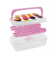 Valise de rangement pour cupcakes - grande boîte avec plateau