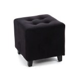 Pouf carré - velours - noir - tabouret design