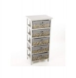 Meuble 5 paniers en osiers avec housses amovibles