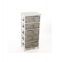 Meuble 5 paniers en osiers avec housses amovibles