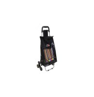 Chariot shopping - noir avec design code barre multicolore- 6 roues