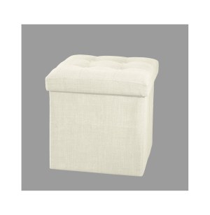 Pouf carré - beige - coffre de rangement pliable "lysandre"