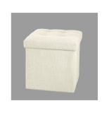 Pouf carré - beige - coffre de rangement pliable "lysandre"