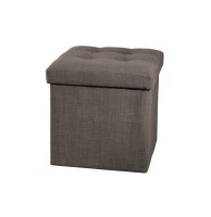 Pouf carré - gris - coffre de rangement pliable