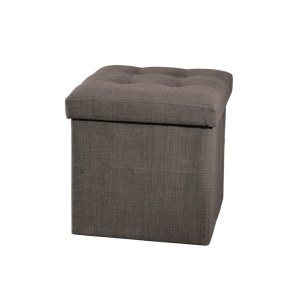 Pouf carré - gris - coffre de rangement pliable
