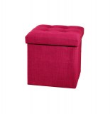 Pouf carré - rose framboise - coffre de rangement pliable