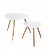 Tables basses miléo - blanc grisé - lot de 2 tables café