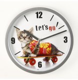 Horloge chat fun - d 22 cm - skateboard