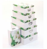 Boîte coin en métal - tulipes - lot de 6- rangement et décoration