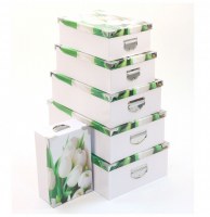 Boîte coin en métal - tulipes - lot de 6- rangement et décoration