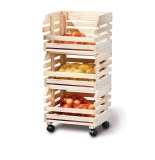 Caisses à fruits sur roulettes - rangement en bois massif empilable