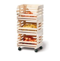 Caisses à fruits sur roulettes - rangement en bois massif empilable