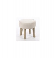 Pouf matelassé - lin et coton - beige - tabouret