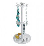 Arbre à bijoux rotatif - 16 crochets et un bac - rangement bijoux per