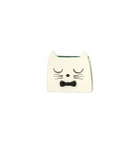 Porte-éponge - support éponge en céramique décor chat - blanc