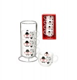 Tasses à café - présentoir de 4 tasses argenté - mister coffee