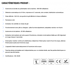 DISTRIBUTEUR AUTOMATIQUE DE GEL HYDROALCOOLIQUE SUR PIED SANS CONTACT