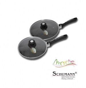 Poêles revêtement pierre - lot de 2 poeles - 24 / 28 cm - schumann p