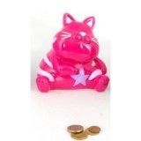 Tirelire chat colorée - rose - objet de décoration