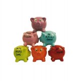 Tirelire cochon en céramique - orange