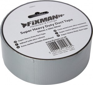 DESTOCKAGE EXCLUSIF Fixman Adhésif toilé ultra robuste Noir - Gris 50 mm x 50 m