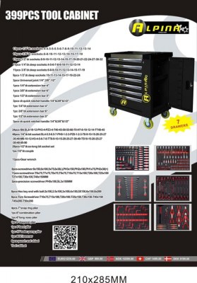 SERVANTE D'ATELIER ALPINA 399PIÈCES 7/6 PROFESSIONNEL EVA PRO