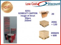 Gobelets en carton 50pcs 250ML