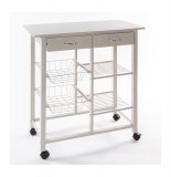 Desserte de cuisine sur roulettes - taupe - grand modèle 2 tiroirs