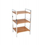 Etagère 3 plateaux - bambou et métal chromé - meuble de rangement
