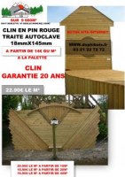 Clin,bardage, pin rouge traite autoclave
