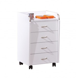 Caisson sur roulettes - blanc - pronti - meuble quatre tiroirs