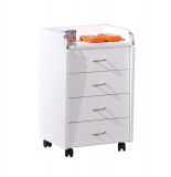 Caisson sur roulettes - blanc - pronti - meuble quatre tiroirs