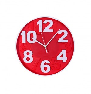 Pendule plastique relief - rouge - d 30 cm